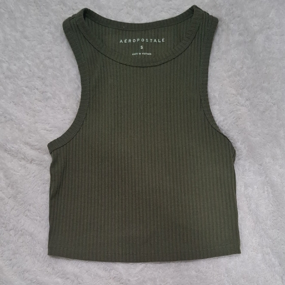 Aeropostale Green Ribbed Sleeveless Crop Top - Picture 1 of 4